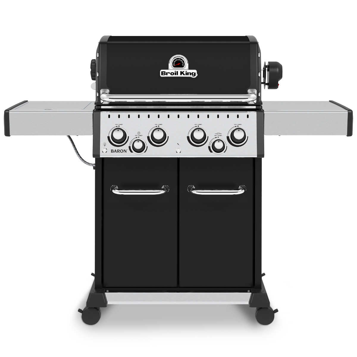 Broil King Baron 490 Komplettset inkl. Drehspieß | Einsatzpfanne | Abdeckhaube | Drehspießkorb