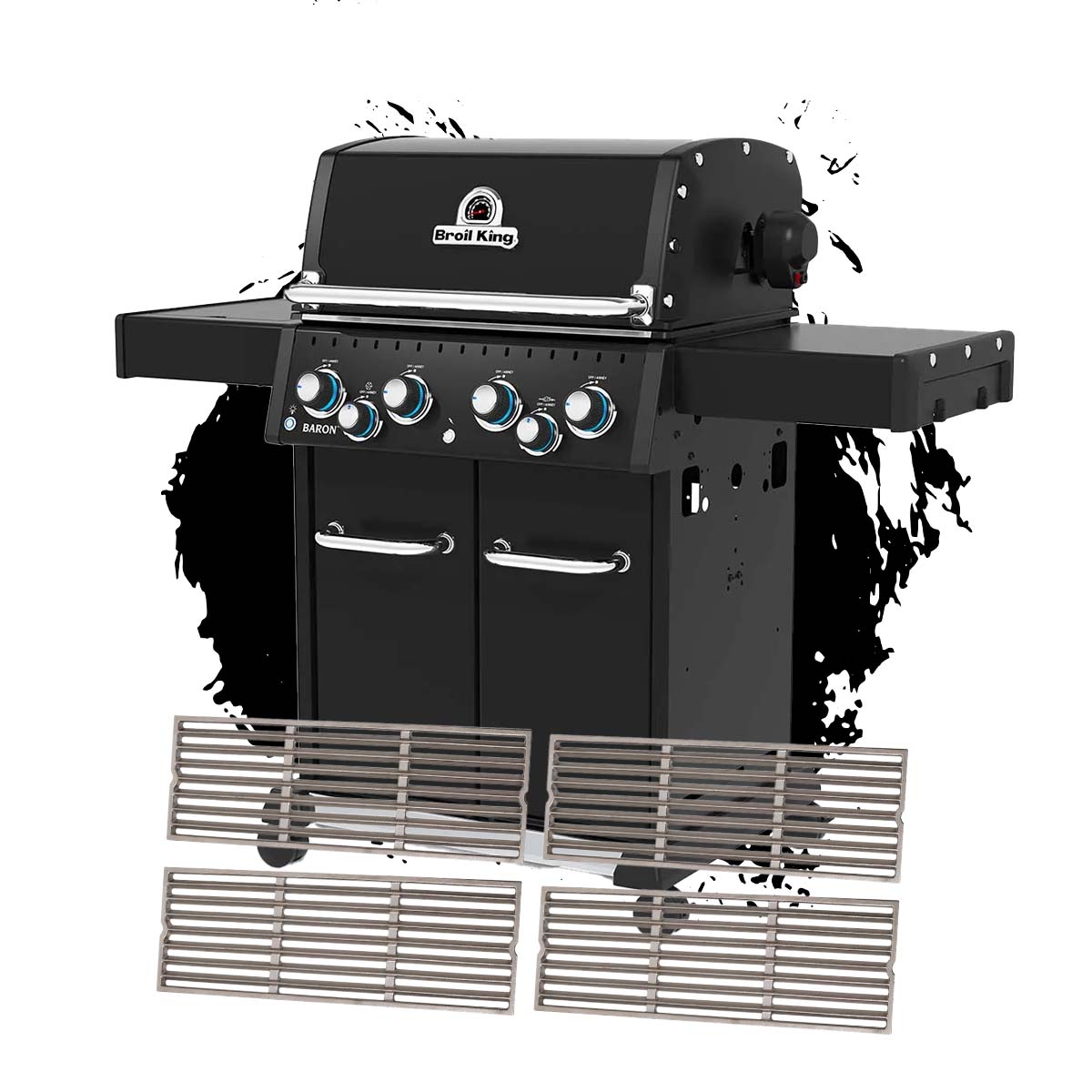 Broil King Baron 490 IR Shadow inkl. Drehspieß & Edelstahl-Gussroste