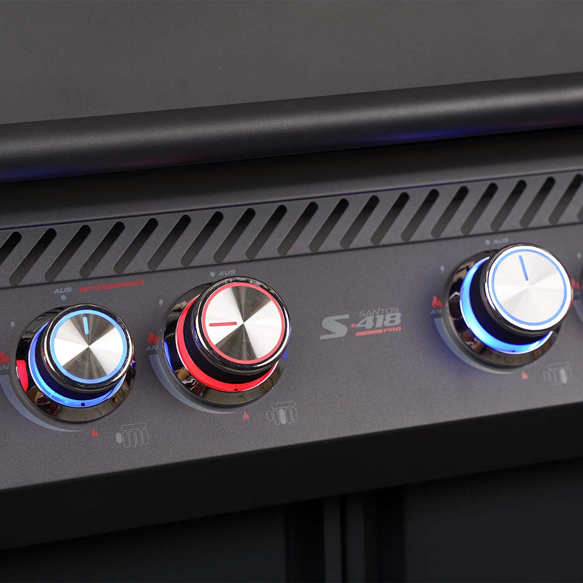 SANTOS S-418 Pro All Black Matt | Seiten- & Heckbrenner | Ready2Grill Bundle