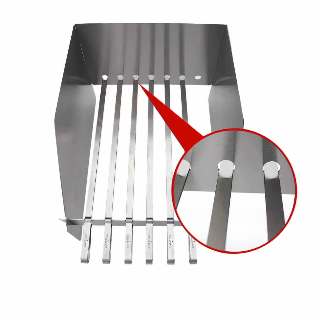 SANTOS Windschild für Seitenbrenner der SANTOS S-Serie & E-Serie mit XXL Spießen, Edelstahl SANTOS Windschild für Seitenbrenner der SANTOS S-Serie & E-Serie mit XXL Spießen, Edelstahl