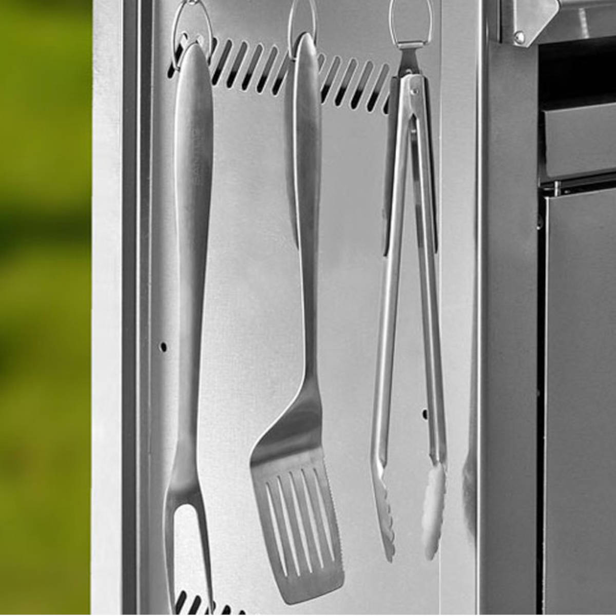 SANTOS 3-teiliges Set Grillbesteck, Wender, Fleischgabel, Grillzange, Edelstahl