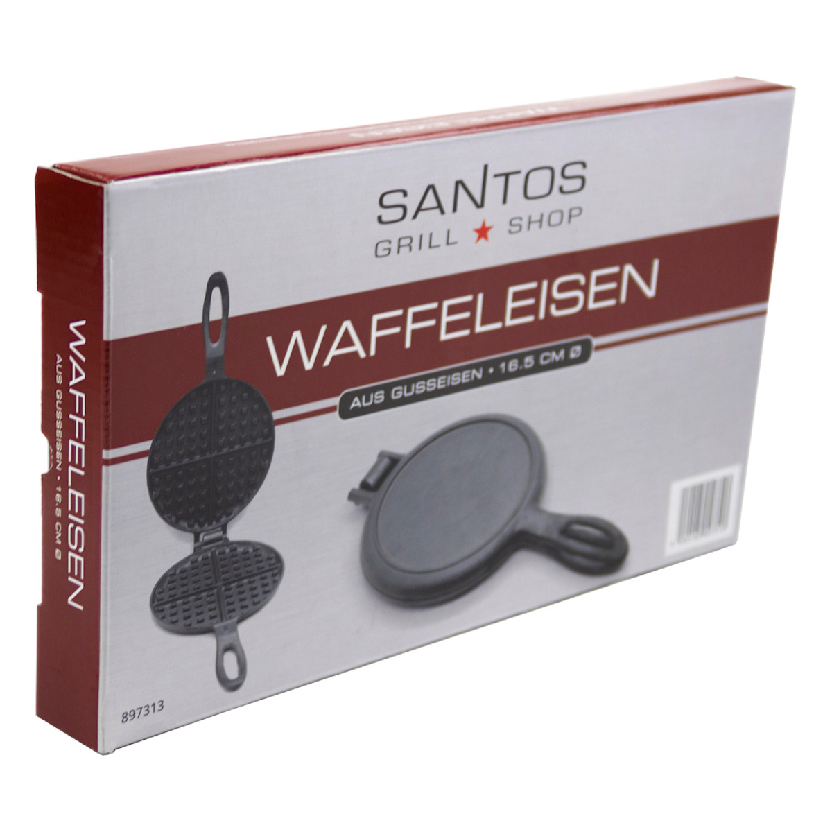 SANTOS XL Gusseisen Waffeleisen, Rund, Gusseisen, Ø 16,5 cm