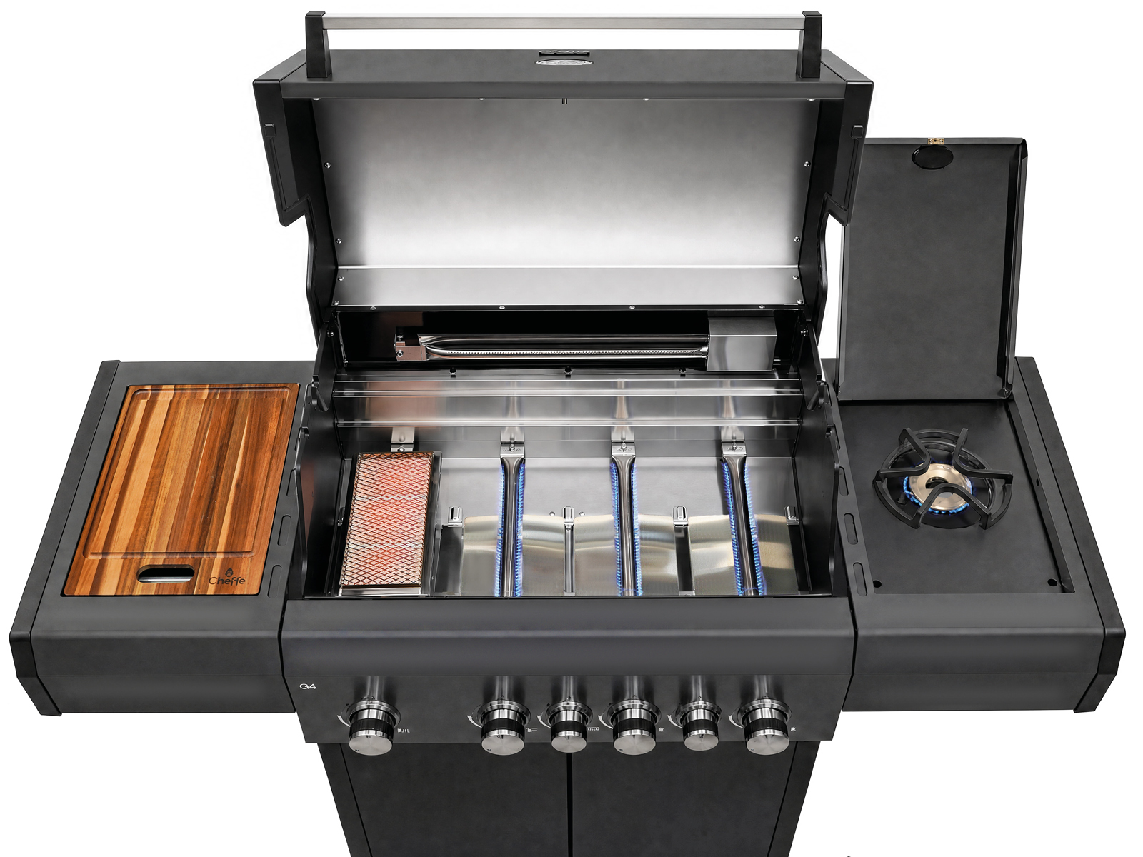 Cheffe G4 Gasgrilll 4-Brenner | Schwarz | inkl. Abdeckhaube
