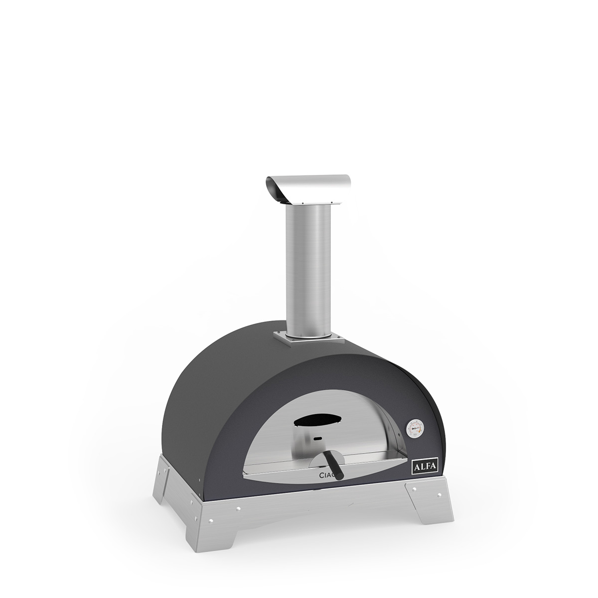 Alfa Forni Pizzaofen Moderno Ciao 2 Pizze, Holz-Backofen, Grau
