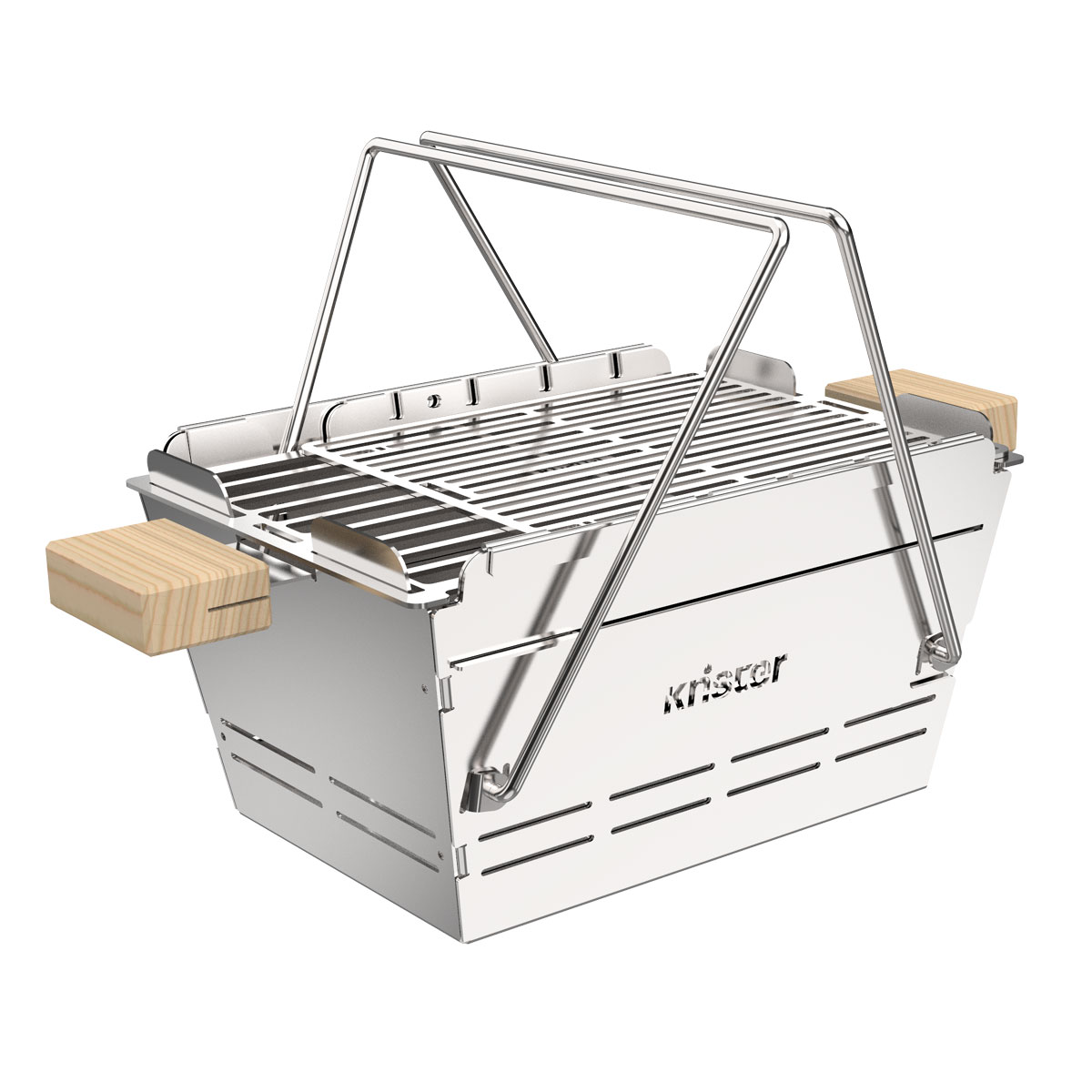 Knister Grill Premium – tragbarer Holzkohlegrill aus Edelstahl