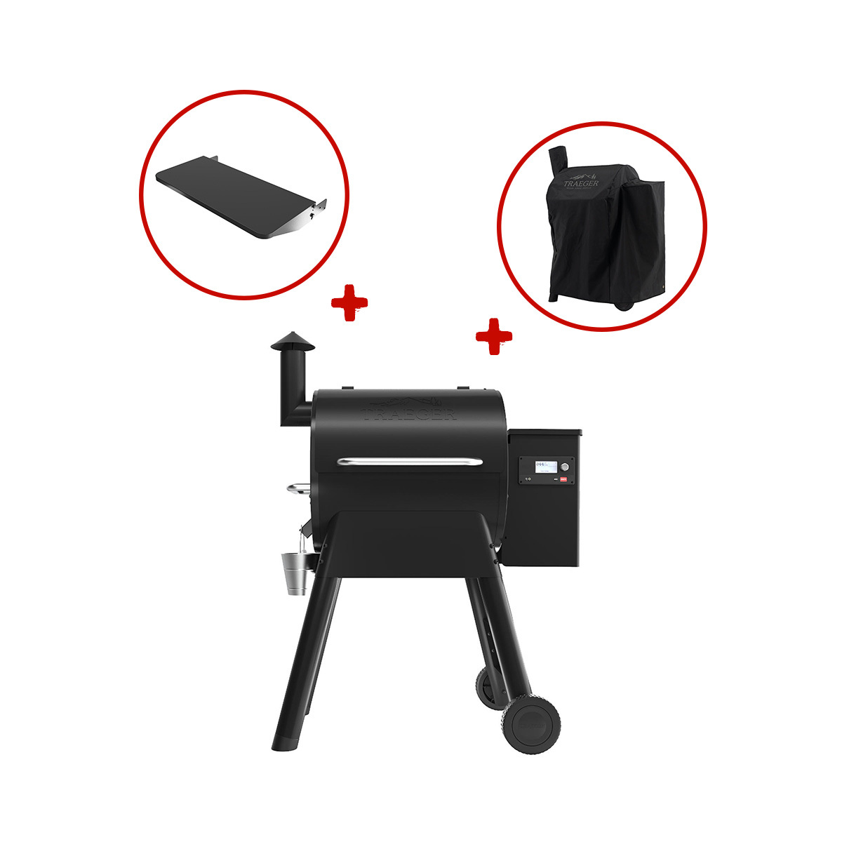 Traeger Pelletgrill PRO D2 575, Schwarz inkl. Abdeckhaube und Frontablage