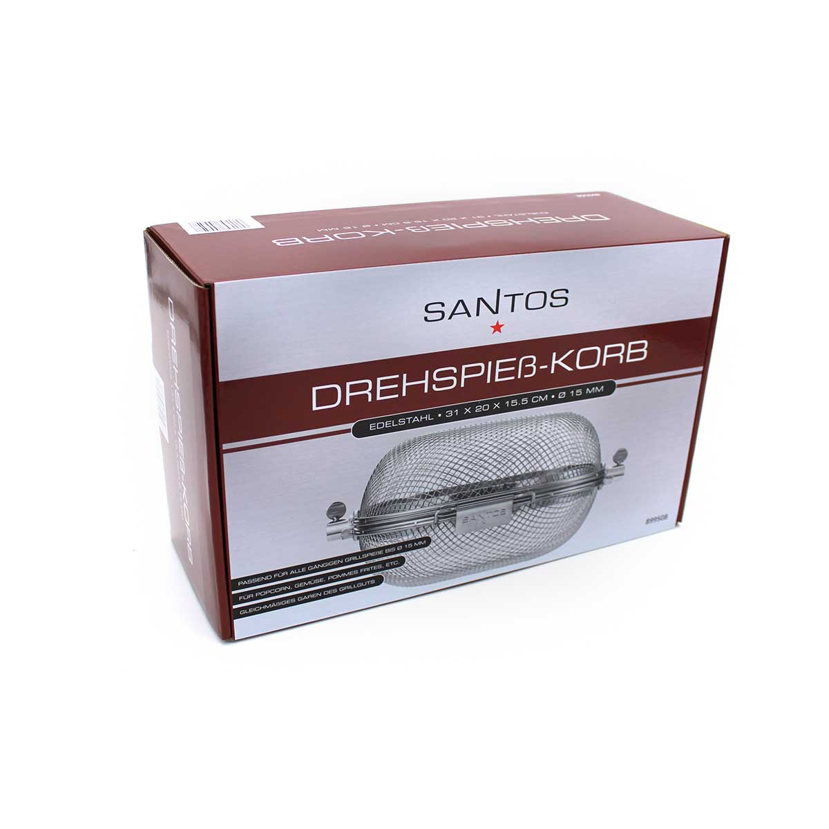 SANTOS XS Drehspieß Korb Grillkorb für schmale Grills, Edelstahl | Retoure