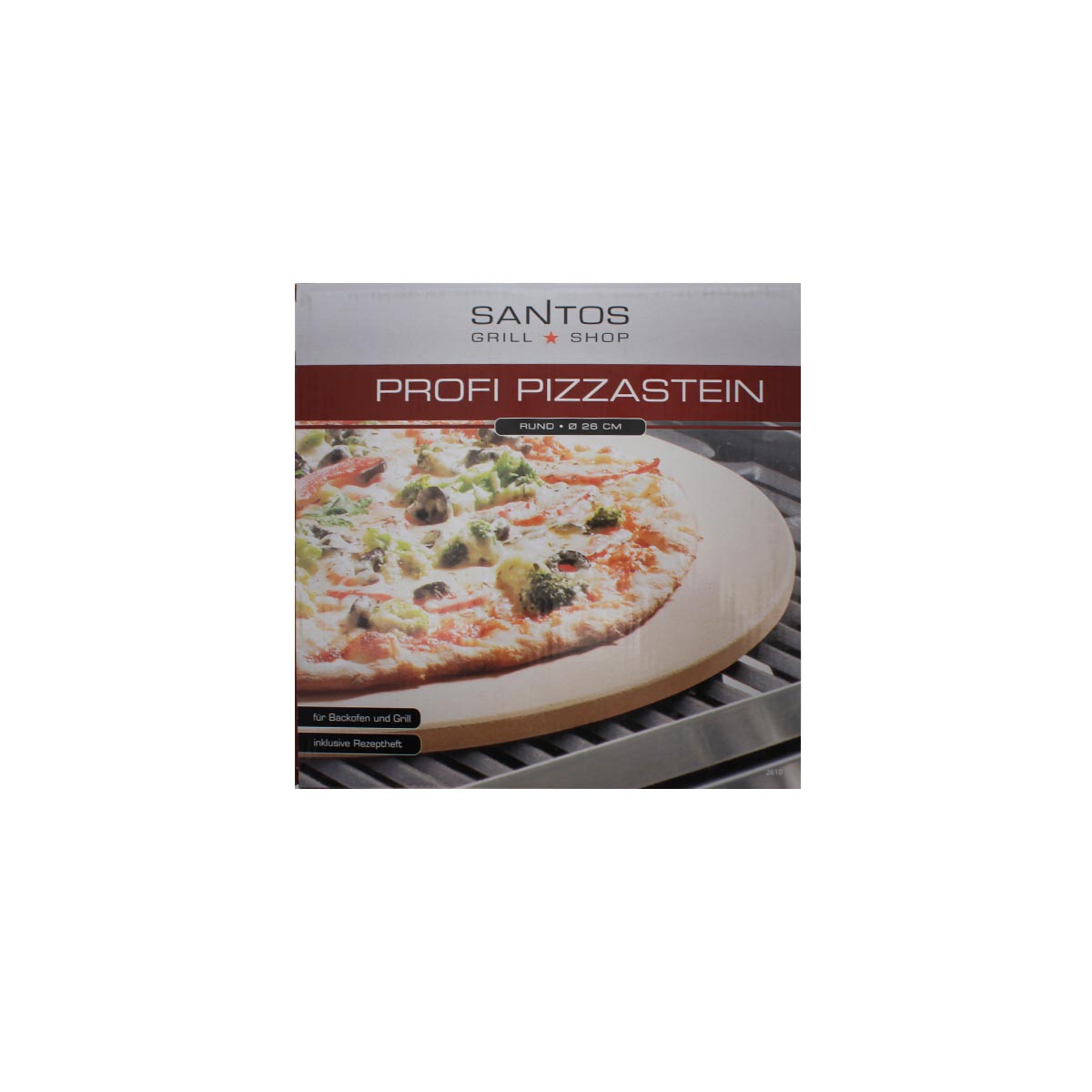 SANTOS runder Pizzastein für kleine Grills | Ø 26 cm