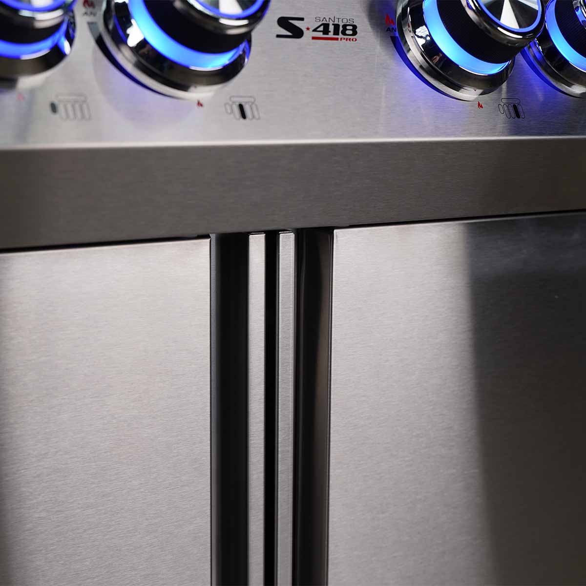 SANTOS S-418 Pro Edelstahl | Seiten- & Heckbrenner, inklusive Edelstahl-Gussroste & Drehspiess