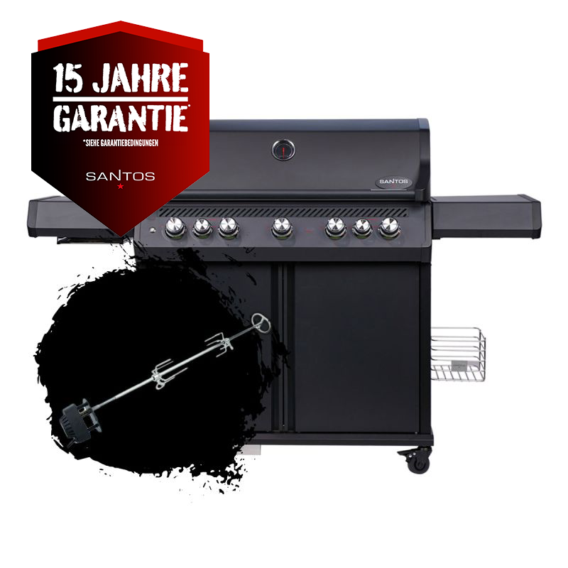 SANTOS S-518 Pro All Black Matt | Seiten- & Heckbrenner | inkl. Drehspieß SANTOS S-518 Pro All Black Matt | Seiten- & Heckbrenner | inkl. Drehspieß