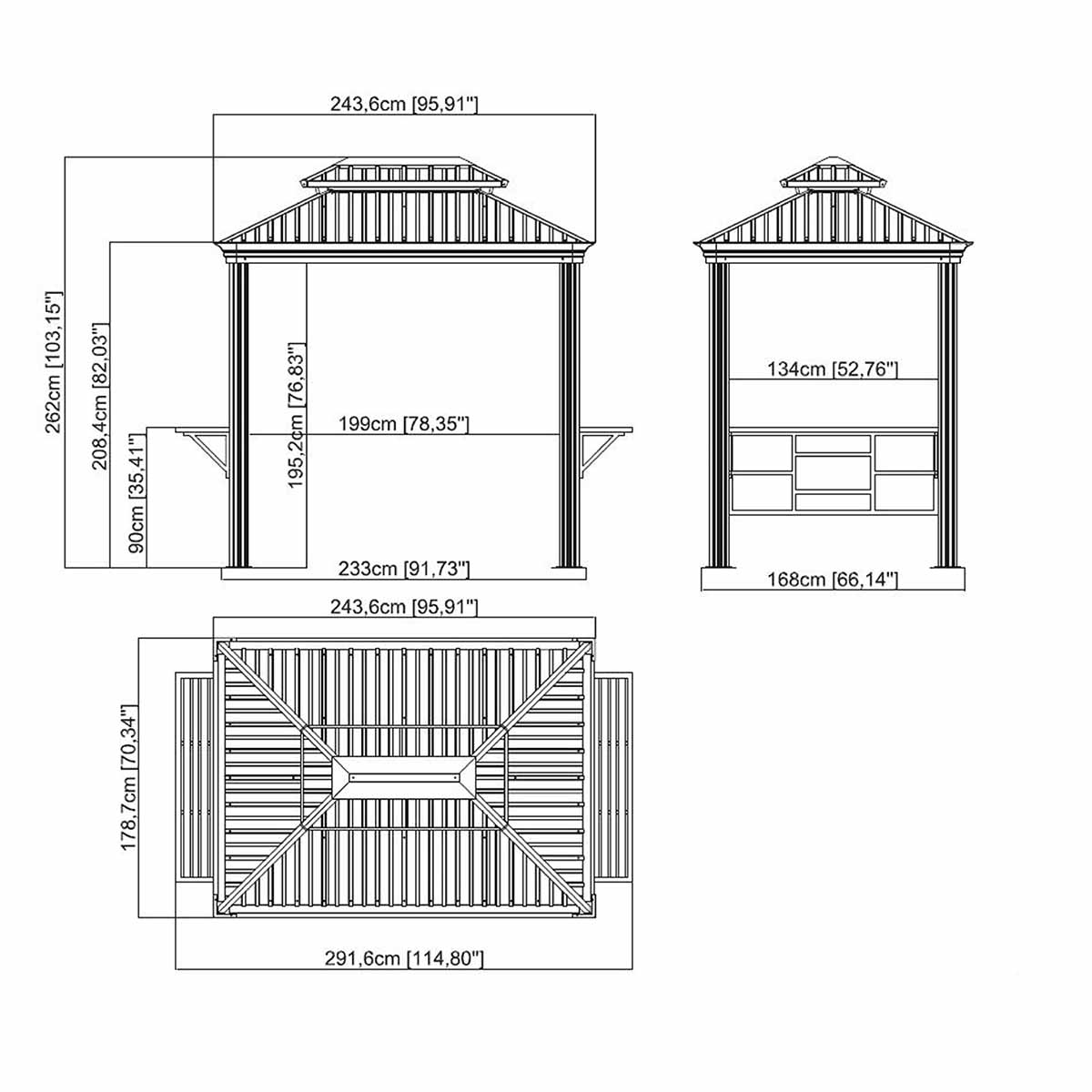 SOJAG Messina BBQ Pavillon | 292 x 179 cm | Anthrazit