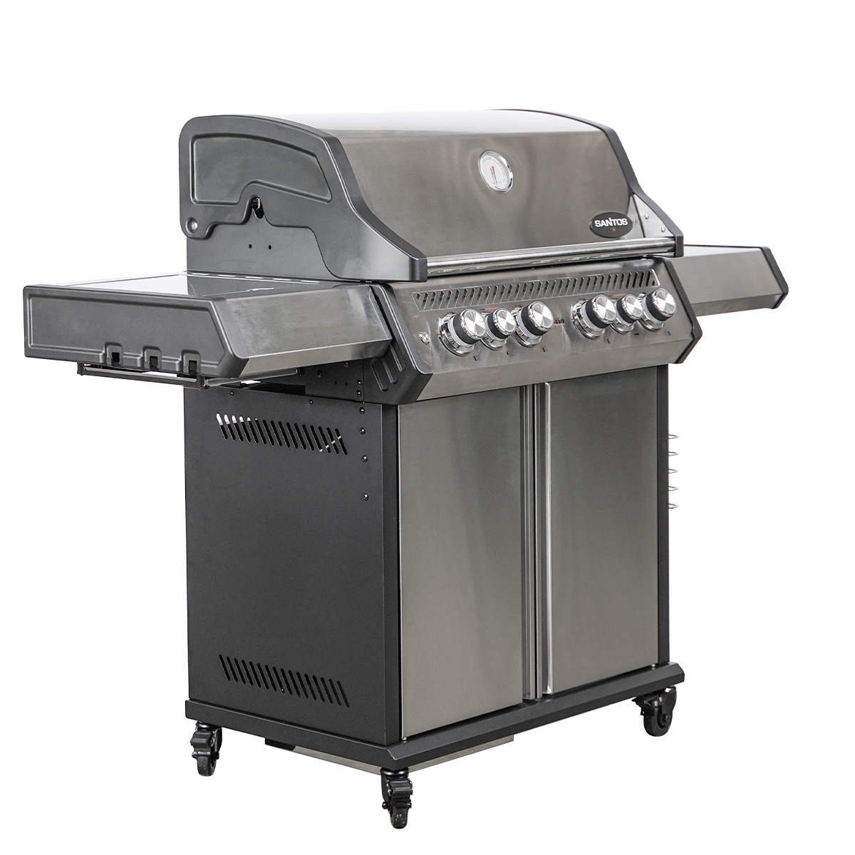 SANTOS Gasgrill S-418 Pro Edelstahl mit IR-Seiten- & Heckbrenner