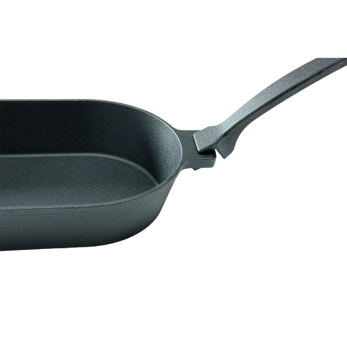 SANTOS SANTOS Gusseiserne Grillpfanne, oval mit abnehmbarem Griff, 36 x 19 cm