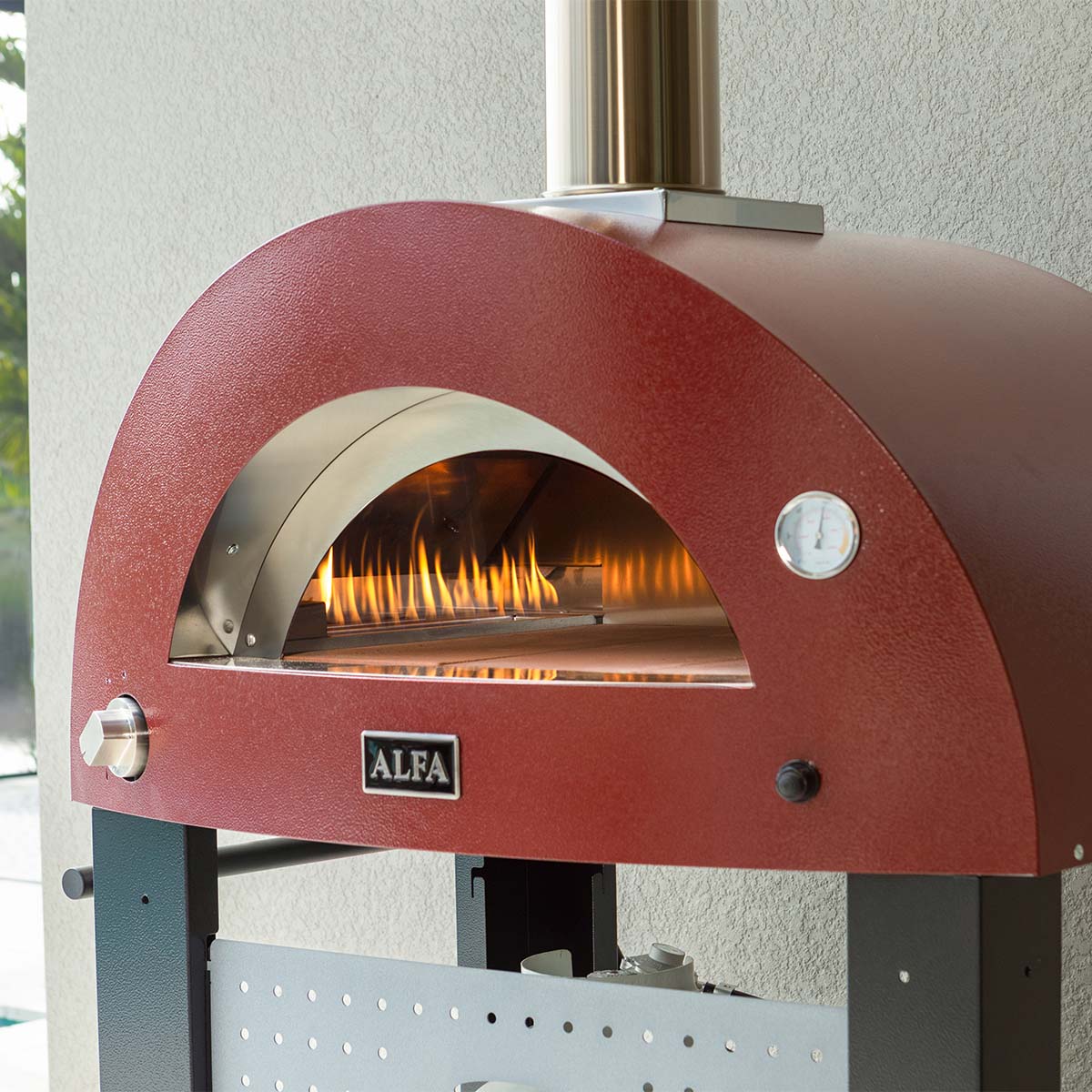 Alfa Forni Hybrid Pizzaofen Moderno 2 PIZZE, Antik Rot