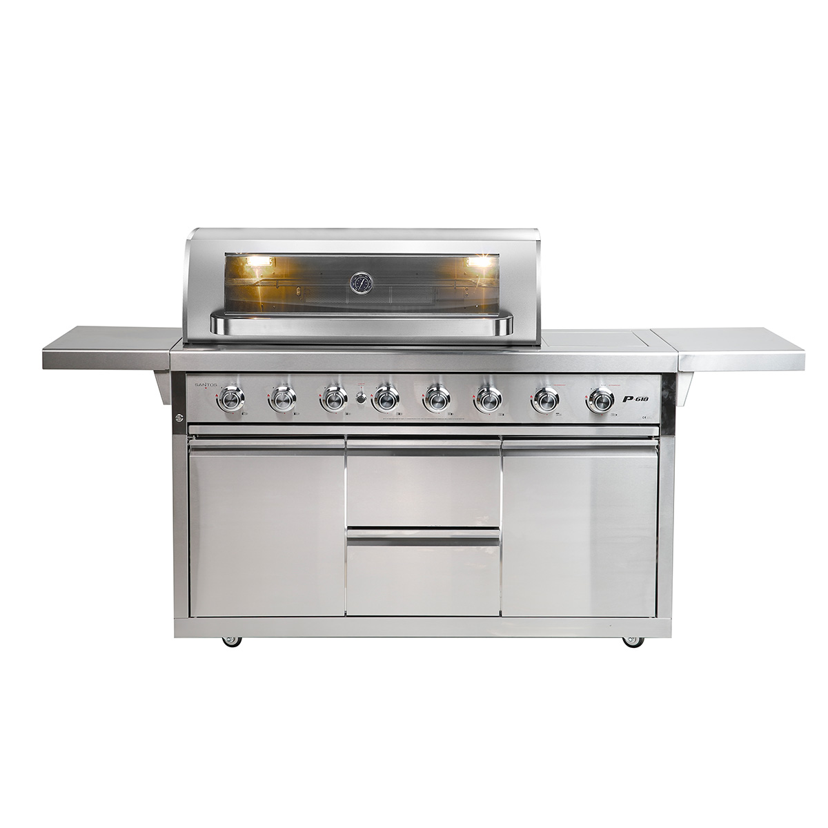 SANTOS Gasgrill P-618 mit Seiten- & Heckbrenner, Edelstahl 