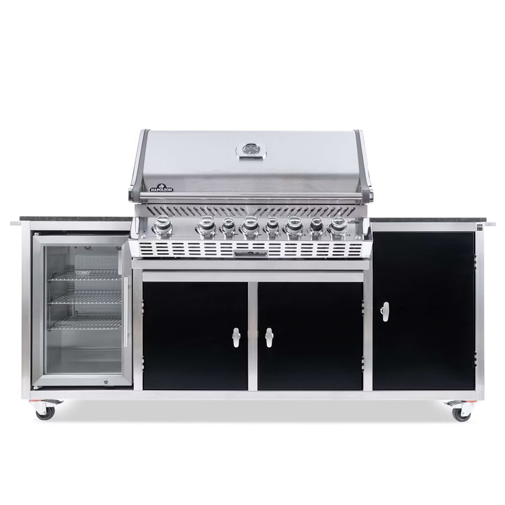 INDRA BLACKLINE Gasgrillstation Napoleon Pro 665 | Kühlschrank | inkl. Drehspieß