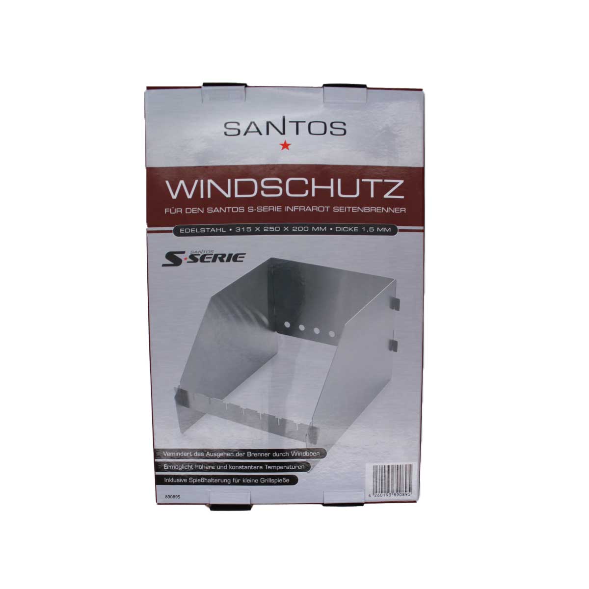SANTOS Windschild für Seitenbrenner der SANTOS S-Serie & E-Serie, Edelstahl SANTOS Windschild für Seitenbrenner der SANTOS S-Serie & E-Serie, Edelstahl