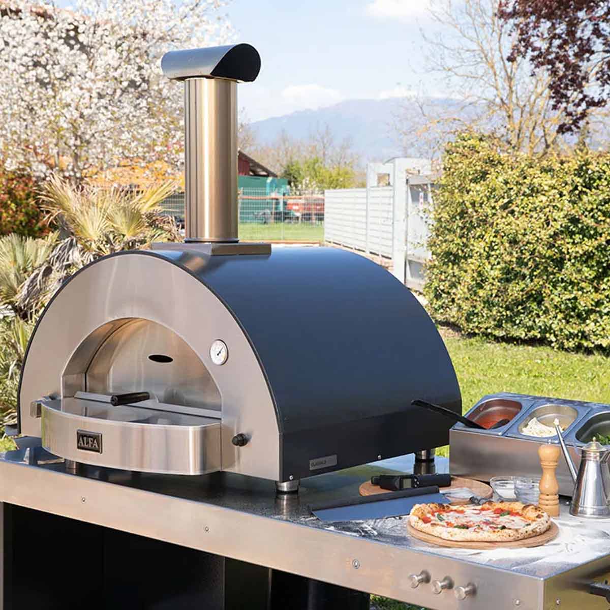 Alfa Forni Gas Pizzaofen Classico | 4 Pizze | Schiefergrau | Hybrid