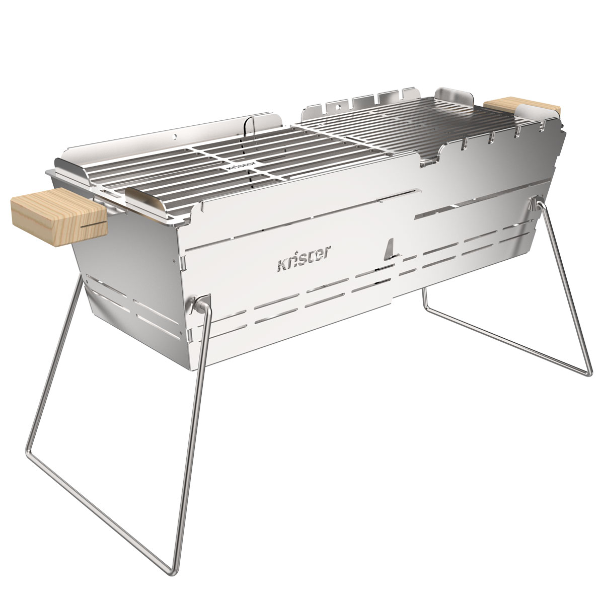 Knister Grill Premium – tragbarer Holzkohlegrill aus Edelstahl